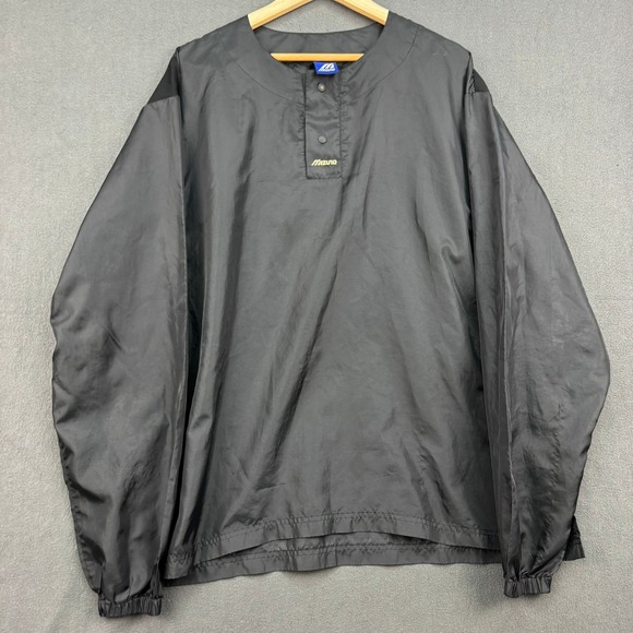 Mizuno XXL Black Pullover Windbreaker Rain Jacket Sportswear Mens - Picture 1 of 15